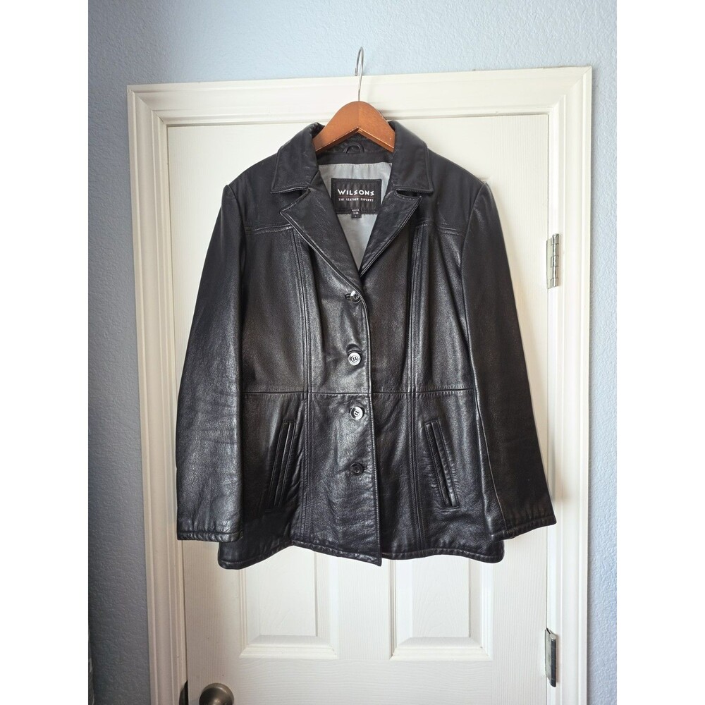 Wilson Y2K Goth Biker Western Women’s Leather Jacket Coat Size L Black